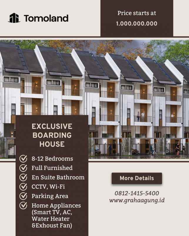 hub dijual rumah kost eksklusif malang kota free paj