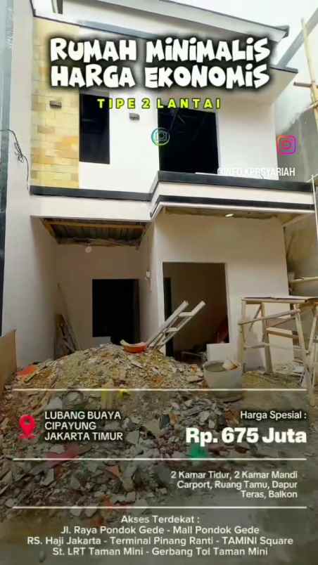 rumah 2 lantai lubang buaya cipayung jakarta timur