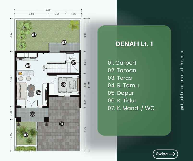 rumah 2 lantai view gunung kota batu di karangploso