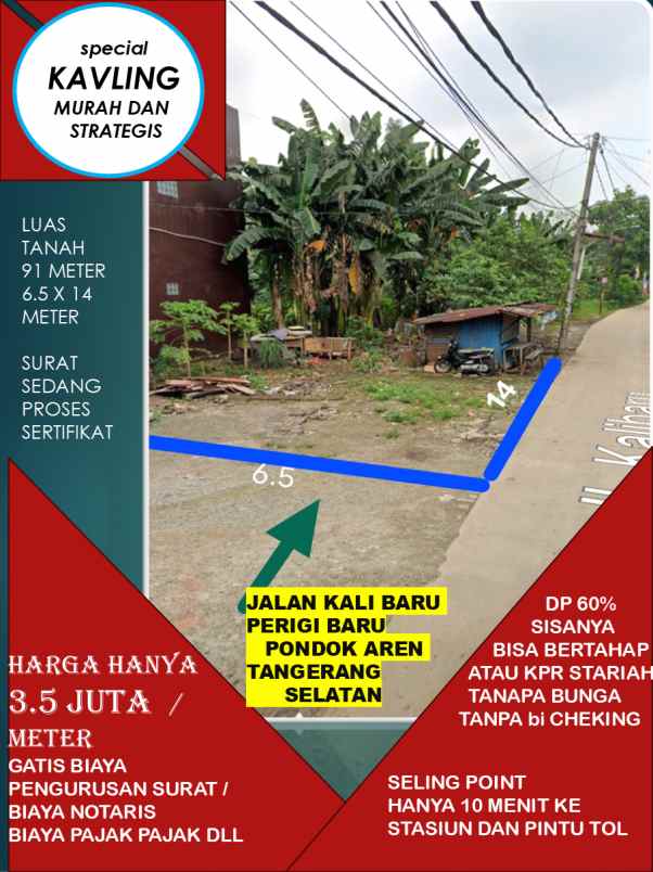 dijual cepat tanah kavling akses mobil posisi ook