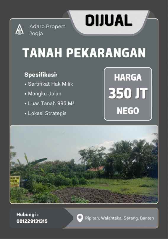 dijual cepat tanah pipitan walantaka serang banten