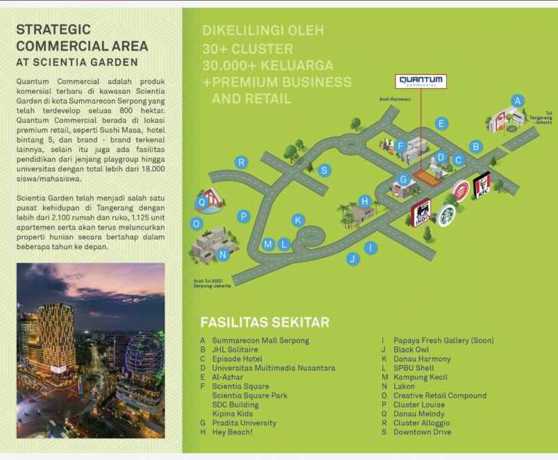 dijual ruko gudang kantor jalan raya quantum