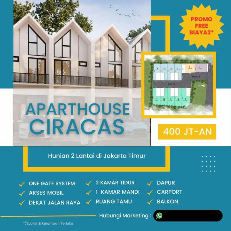 dijual rumah aparthouse 2 lantai ciracas jakarta timur