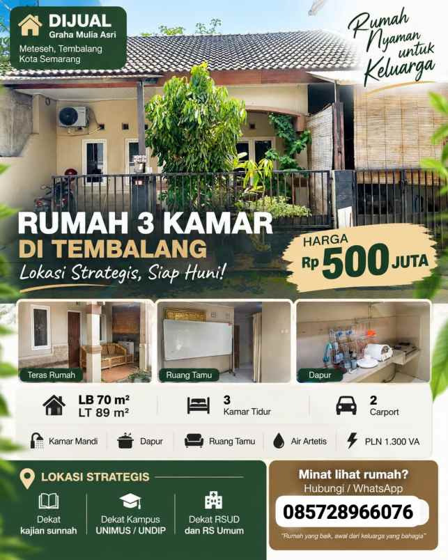 dijual rumah di kawasan tembalang semarang