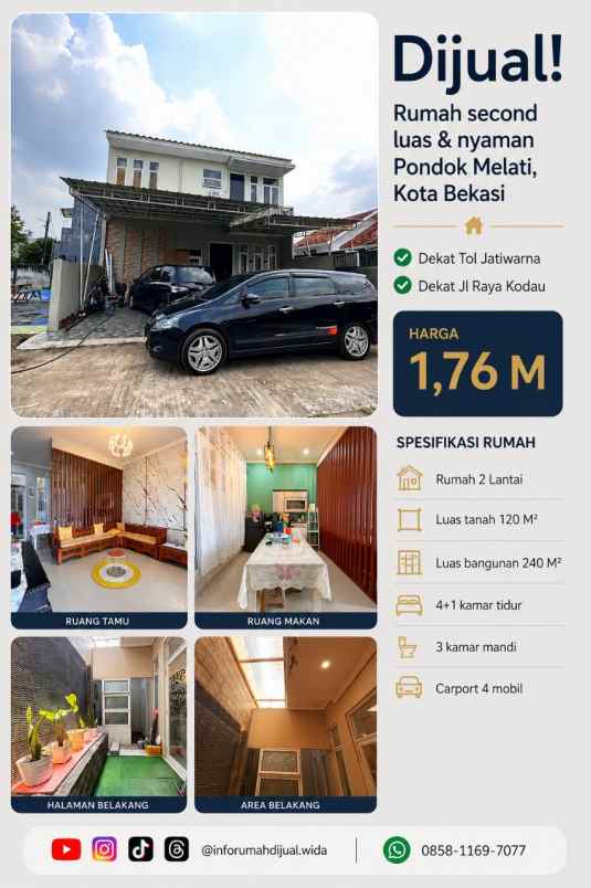 dijual rumah pondok melati
