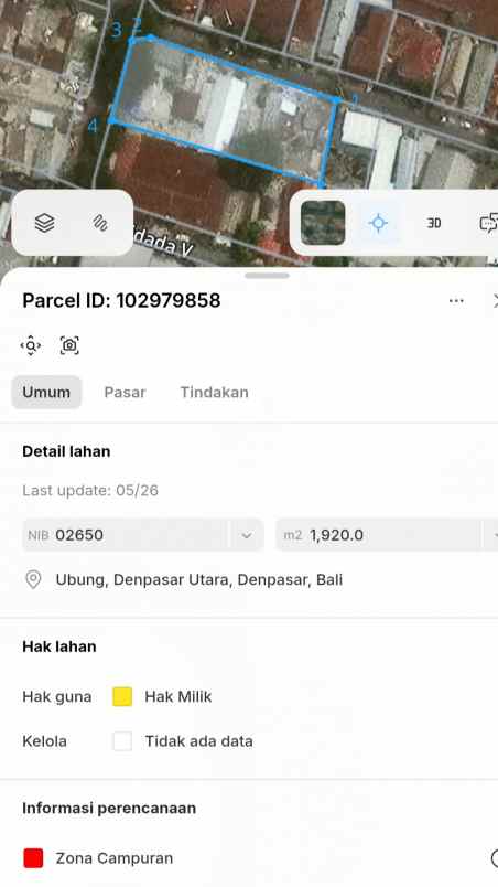 dijual tanah pidada gatsu barat