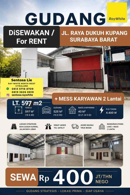 disewakan ruko gudang kantor jalan raya dukuh kupang
