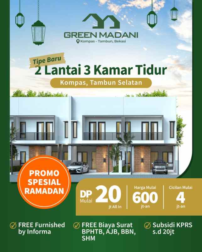 rumah dijual di kompas tambun selatan kpr dp 0