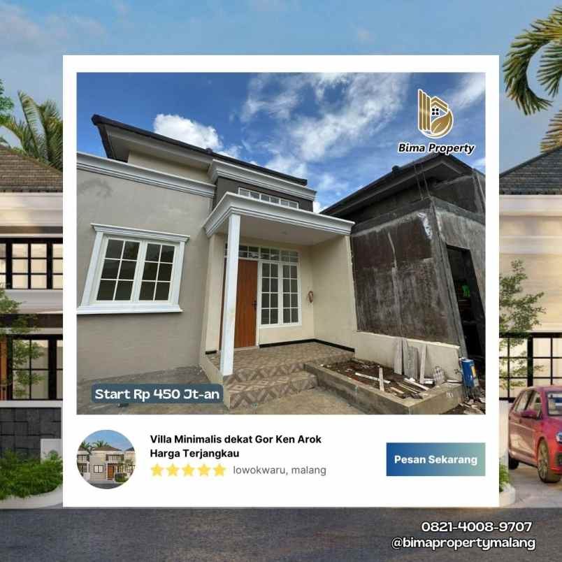 villa minimalis dekat gor ken arok harga terjangkau
