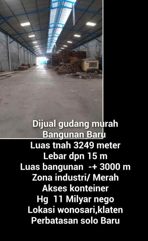 dijual gudang baru di wonosari klaten