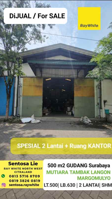 dijual ruko gudang kantor jalan mutiara tambak