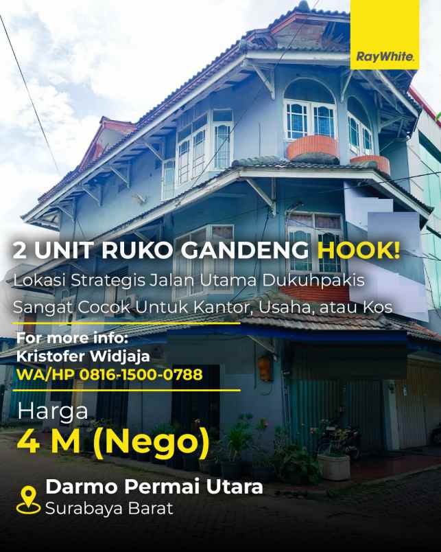 dijual ruko gudang kantor permata hijau raya darmo