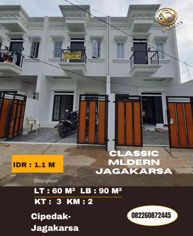 dijual rumah 2 lantai 900 an juta di cipedak jagakarsa
