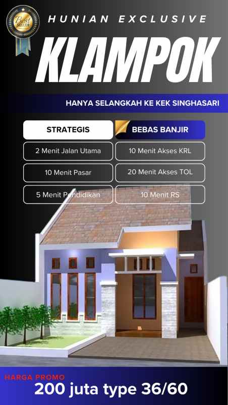 dijual rumah baru singosari malang pinggir jalan aspal