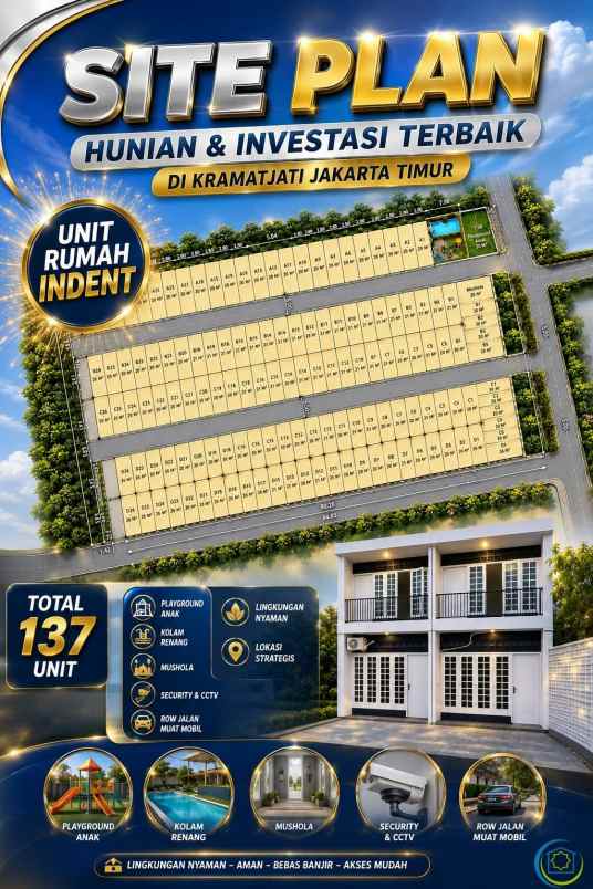 dijual rumah cluster di kramat jati jakarta timur