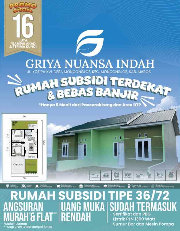 dijual rumah jalan kotipa moncongloe