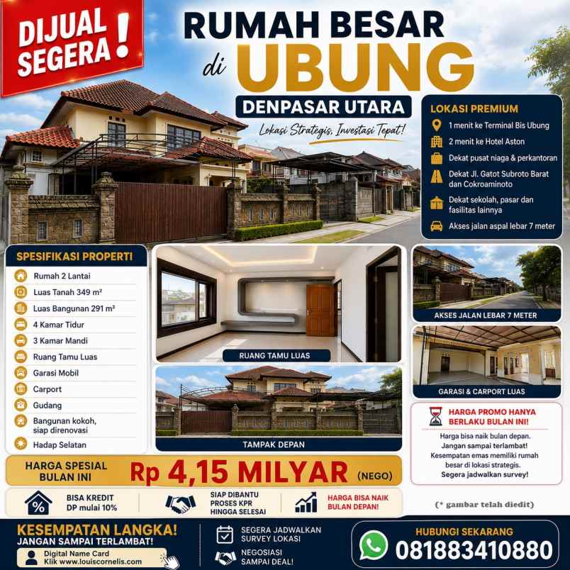 dijual segera rumah besar di ubung denpasar