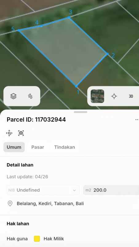 dijual tanah belalng nyitdah