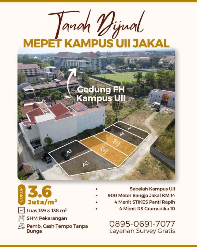 dijual tanah bonjotan selatan kampus