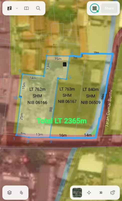 dijual tanah damai raya