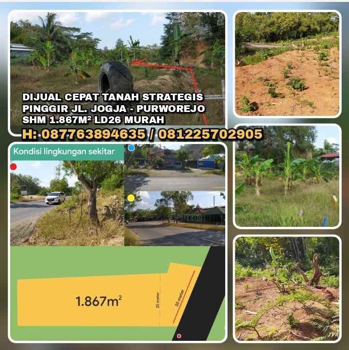 dijual tanah jl jogja purworejo bapang