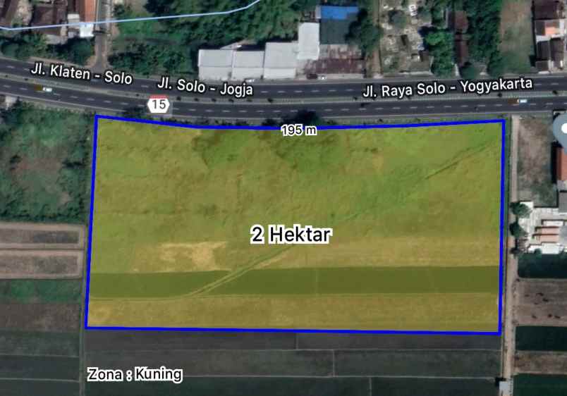dijual tanah jl raya solo jogjakarta