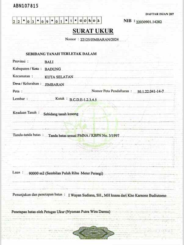 dijual tanah pantai balangan