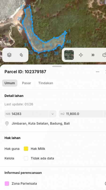 dijual tanah pantai balangan
