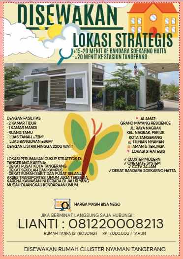 disewakan rumah 1 lantai nyaman