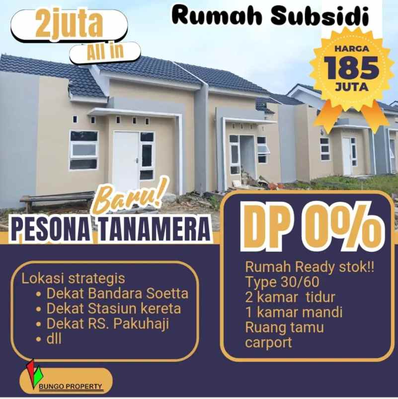 hunian subsidi bercluster 2kt 1km