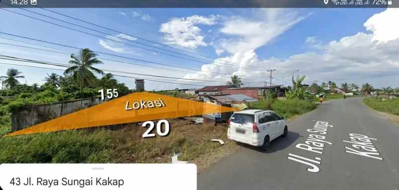 jual tanah tepi jalan raya sungai kakap dekat spbu