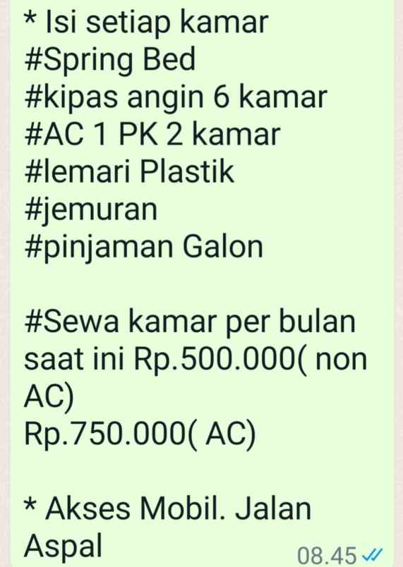 kost dijual strategis murah