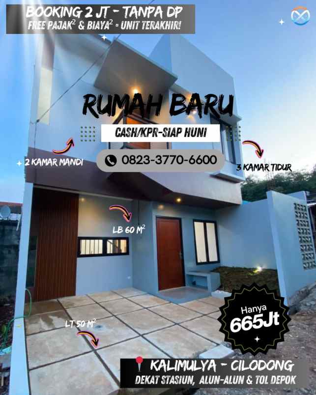 rumah dp 0 siap huni 2 lantai desain modern industrial