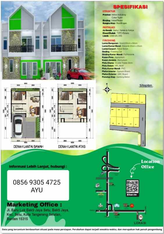 rumah mewah 2 lantai di tangerang selatan free biaya