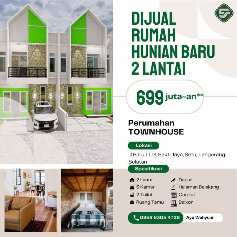 rumah mewah 2 lantai di tangerang selatan free biaya