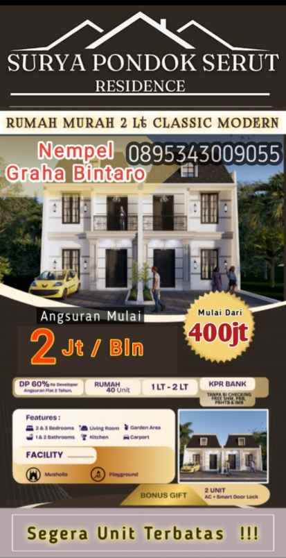 rumah murah mewah baru 1 lantai dan 2 lantai