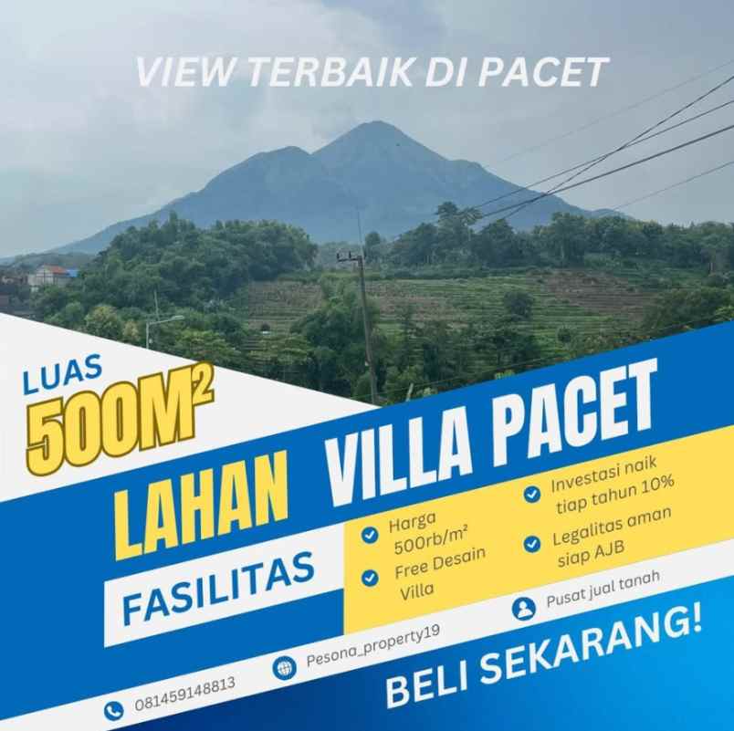 450ribu m2 tanah villa pacet view pegunungan
