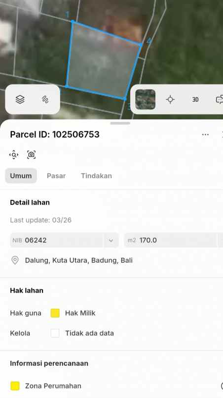 dijual 1 7 are jl pandu raya padonan dalung kuta utara