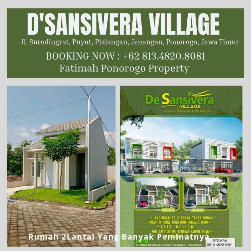 dijual cepat rumah 2k tidur syariah ponorogo