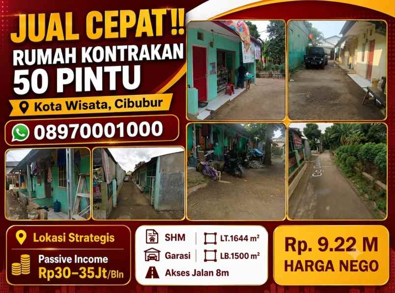 dijual ruko gudang kantor kota wisata cibubur gunung