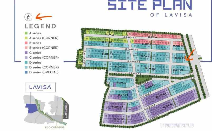 dijual rumah cluster lavisa lavon swan city