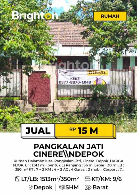 dijual rumah pangkalan jati cinere