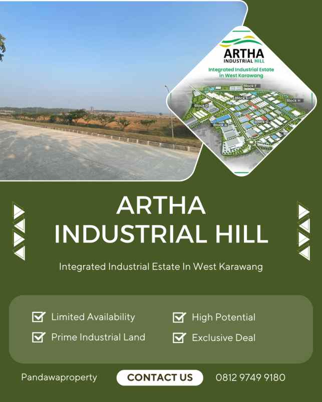 dijual tanah artha hill industrial