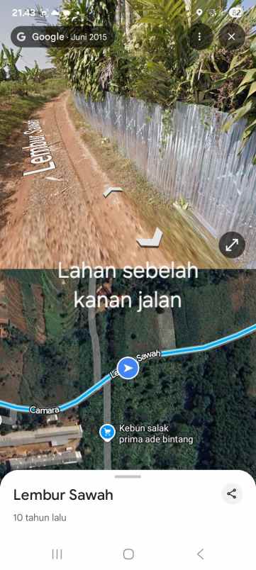 dijual tanah jl lembur sawah cigendel