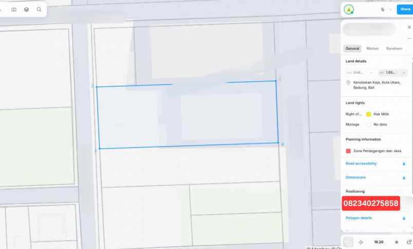 dijual tanah muding kerobokan gatsu