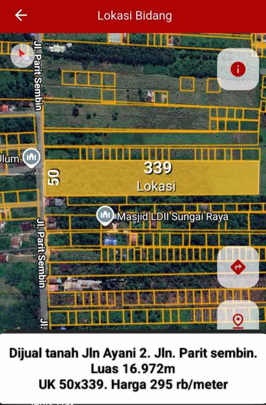 dijual tanah parit sembin