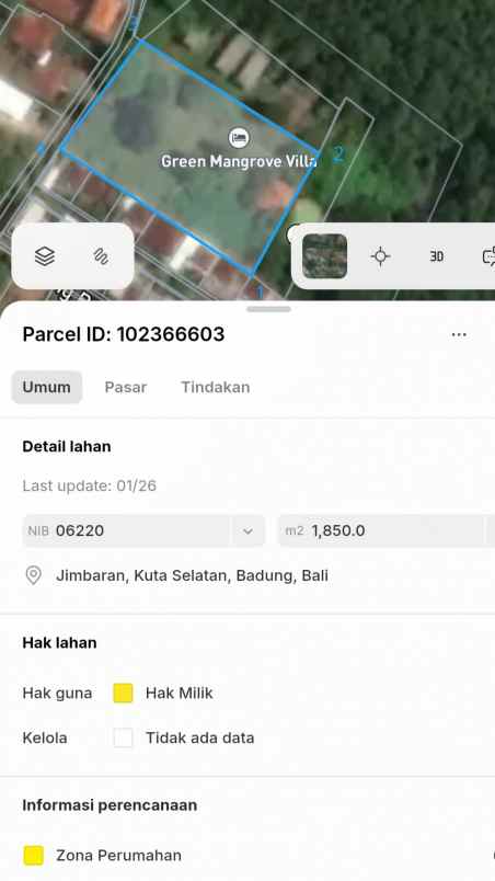 dijual tanah petasikan