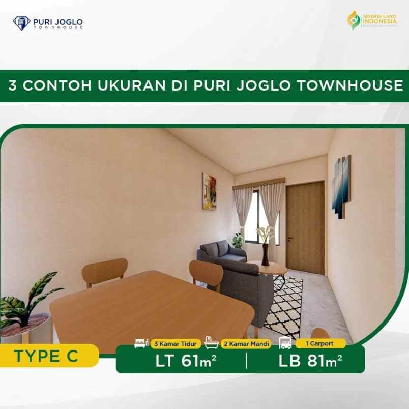 for sale rumah baru cluster puri joglo townhouse