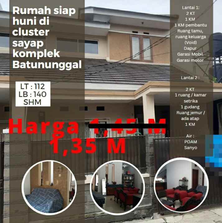 rumah 2 lantai one gate system sayap batununggal