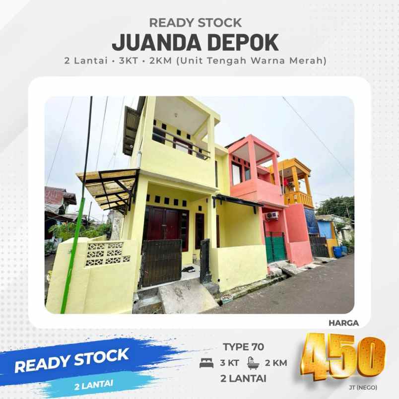 rumah 2 lantai readystok juanda depok dua